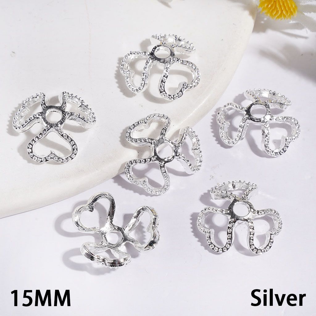 Adorable Heart-Shaped Design Alloy Bead Cap Cage, 15MM, Multi-Color (Fits 16MM Beads)