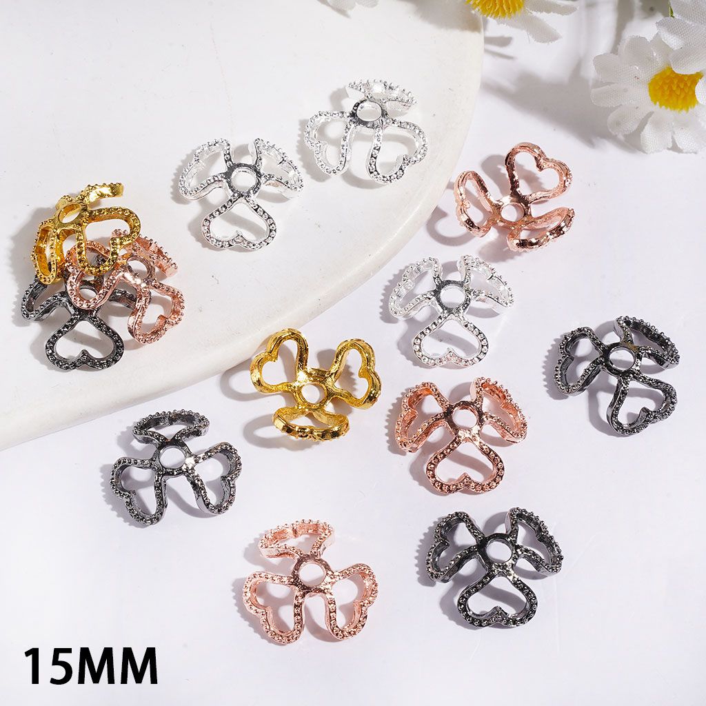 Adorable Heart-Shaped Design Alloy Bead Cap Cage, 15MM, Multi-Color (Fits 16MM Beads)