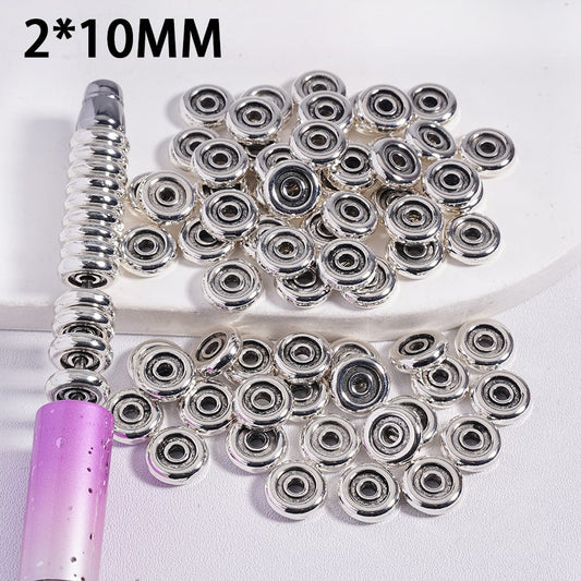 Silver Wheel Flat Round Alloy Spacer Beads 2*10MM