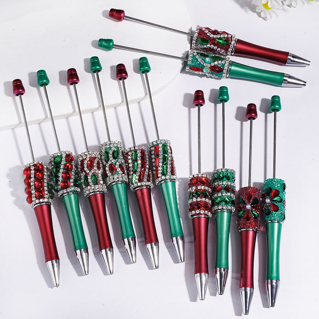 Gleaming Clear AB Rhinestones in Water Drop, Half-Shell, Round, Marquise, Square & Rectangle Cuts, Red & Green Christmas Theme Beadable Pens