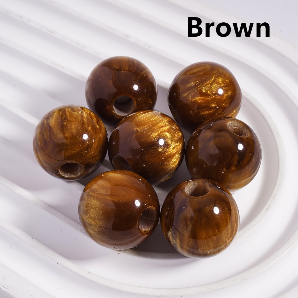 Cat Eye Style and Texture, Big Hole Multi-Color Round Acrylic Beads for Bracelets  20MM, (The Hole Diameter is 6 MM)