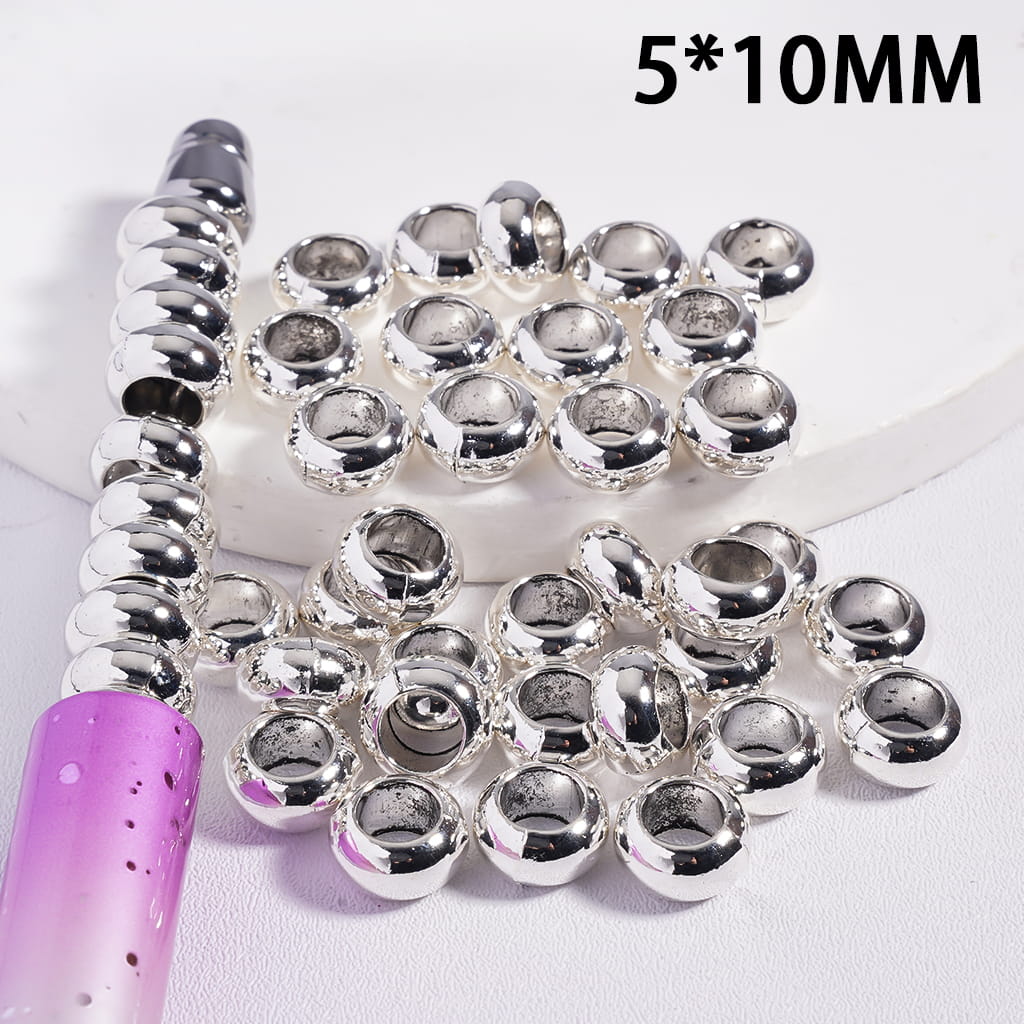 Silver Metal Beads Big Hole 5*10MM (The Hole Diameter is 6 MM)