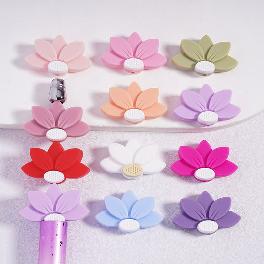 Lotus Five-Petal Multi Color Cute Flower Series Silicone Focal Beads Random Mix