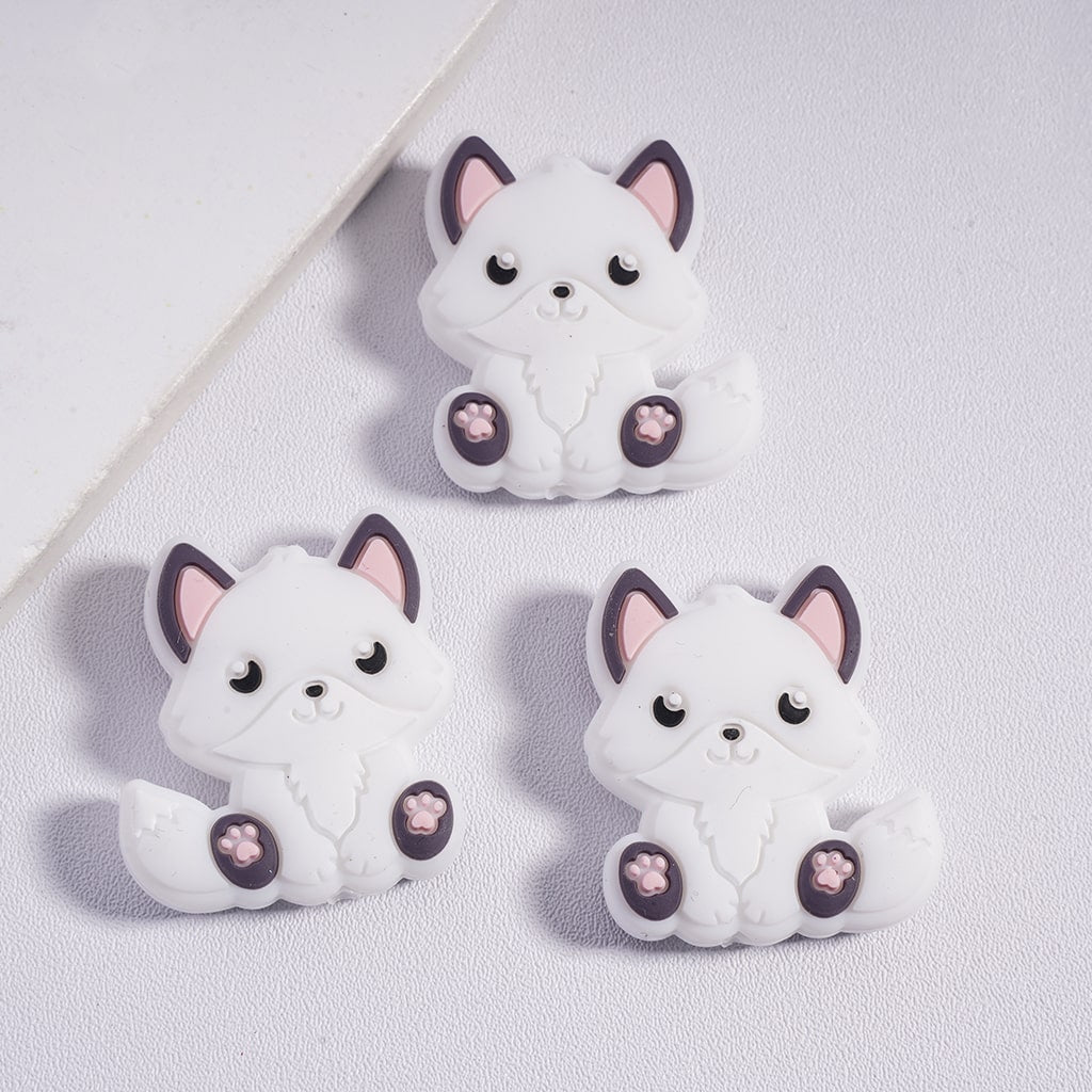 Little Cute Multi Color Fox Animal Silicone Focal Beads Random Mix