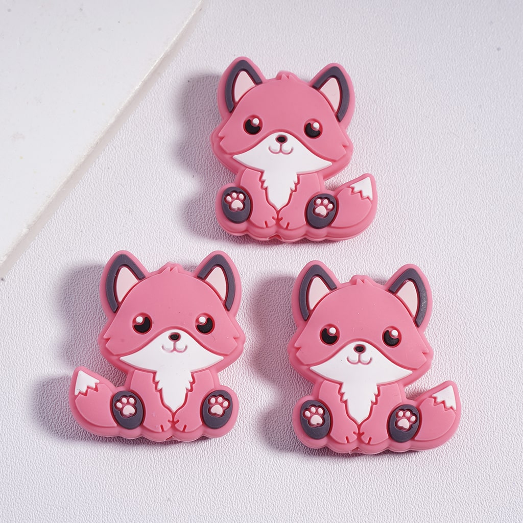 Little Cute Multi Color Fox Animal Silicone Focal Beads Random Mix