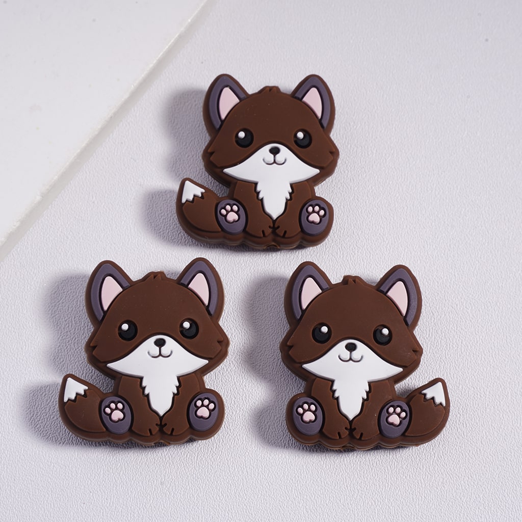 Little Cute Multi Color Fox Animal Silicone Focal Beads Random Mix