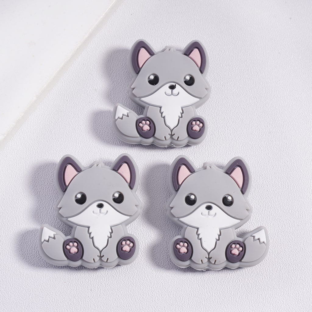 Little Cute Multi Color Fox Animal Silicone Focal Beads Random Mix