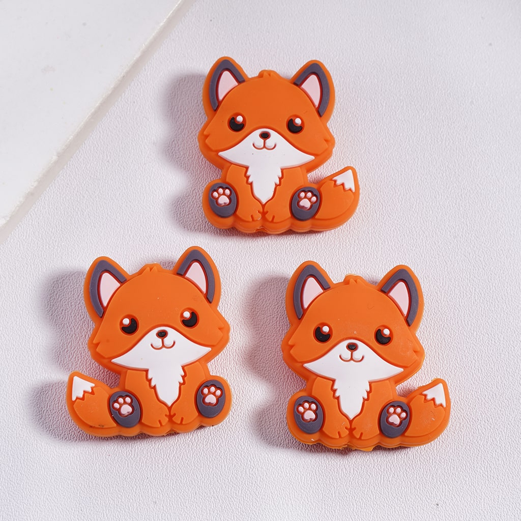 Little Cute Multi Color Fox Animal Silicone Focal Beads Random Mix