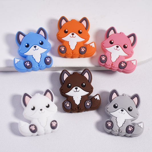 Little Cute Multi Color Fox Animal Silicone Focal Beads Random Mix