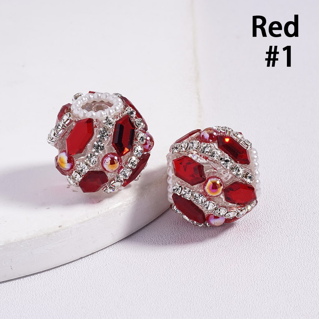 Dazzling Multi-Color Rhinestone and Pearl Embellished Round Acrylic Beads 20MM