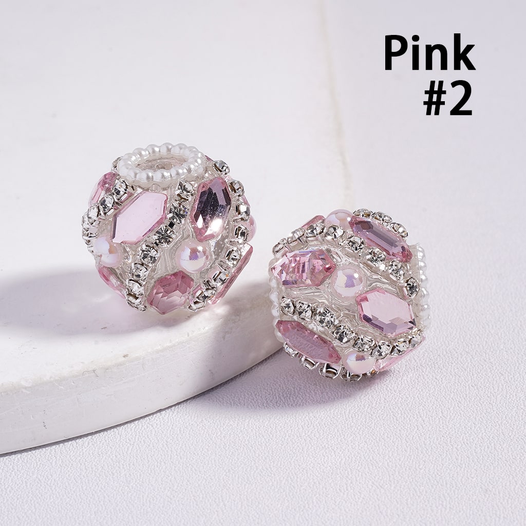 Dazzling Multi-Color Rhinestone and Pearl Embellished Round Acrylic Beads 20MM