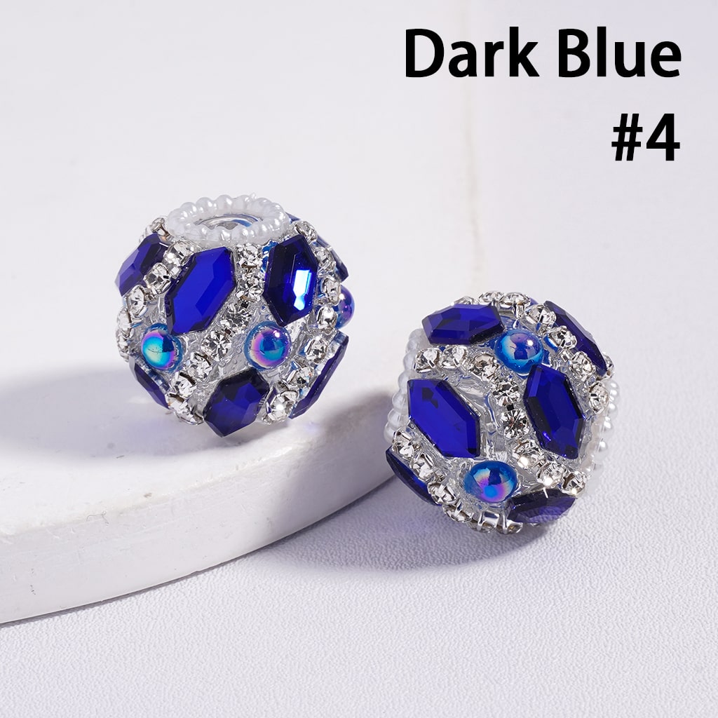 Dazzling Multi-Color Rhinestone and Pearl Embellished Round Acrylic Beads 20MM