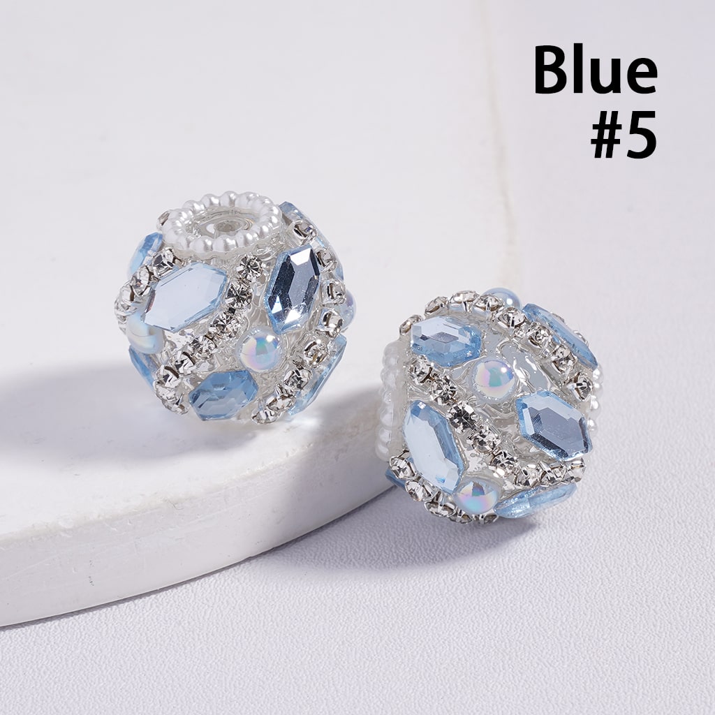 Dazzling Multi-Color Rhinestone and Pearl Embellished Round Acrylic Beads 20MM
