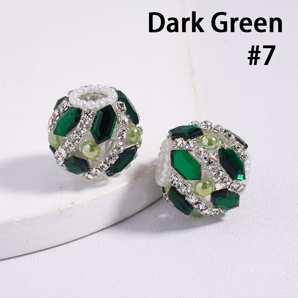 Dazzling Multi-Color Rhinestone and Pearl Embellished Round Acrylic Beads 20MM