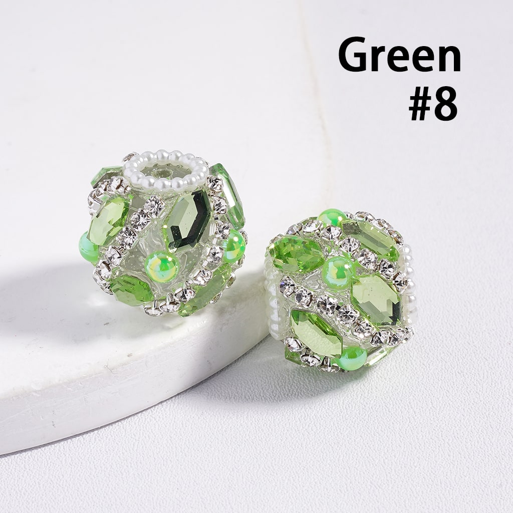 Dazzling Multi-Color Rhinestone and Pearl Embellished Round Acrylic Beads 20MM