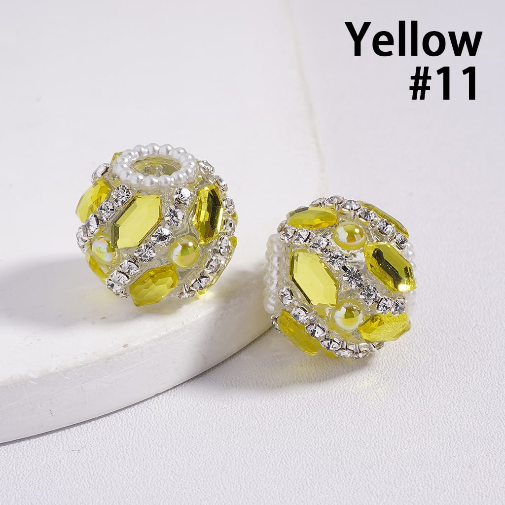 Dazzling Multi-Color Rhinestone and Pearl Embellished Round Acrylic Beads 20MM