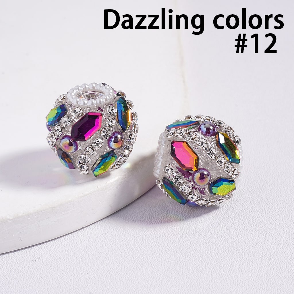 Dazzling Multi-Color Rhinestone and Pearl Embellished Round Acrylic Beads 20MM