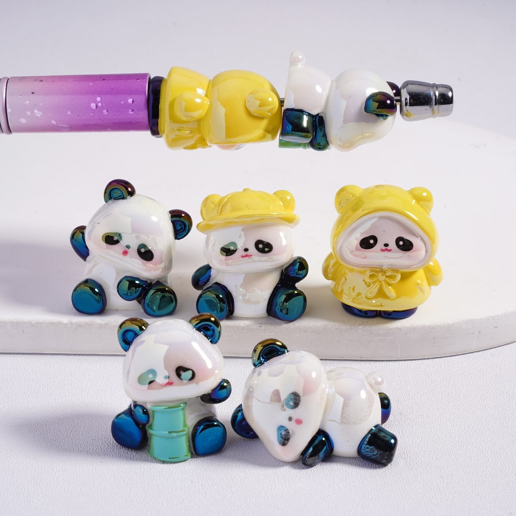 UV Coated Cute Panda In different shape design Acrylic Beads Random Mix