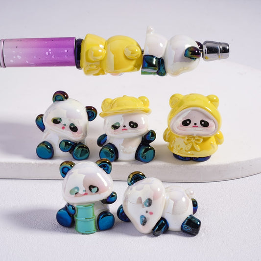UV Coated Cute Panda In different shape design Acrylic Beads Random Mix