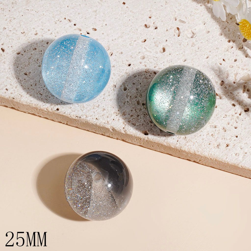 Vibrant Assorted Cat-Eye Colors Glossy Glitter Round Acrylic Beads 12MM, Medium Size, Random Mix