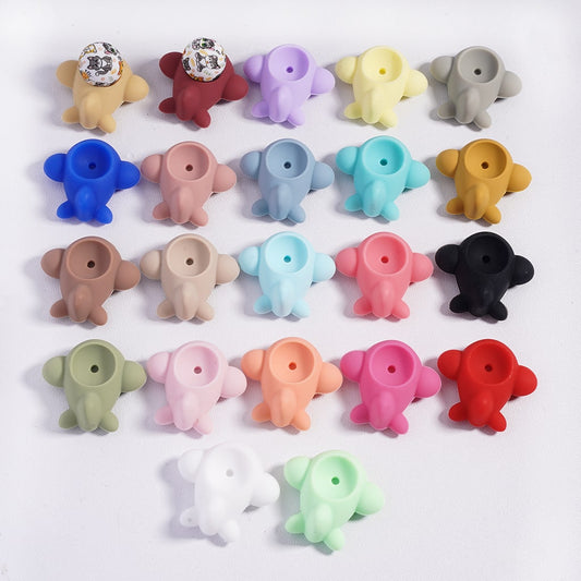 Mini Cute Airplane in Different Color Silicone Focal Beads  Random Mix