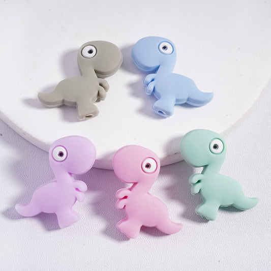 Cute Baby Dinosaur Silicone Focal Beads Random Mix