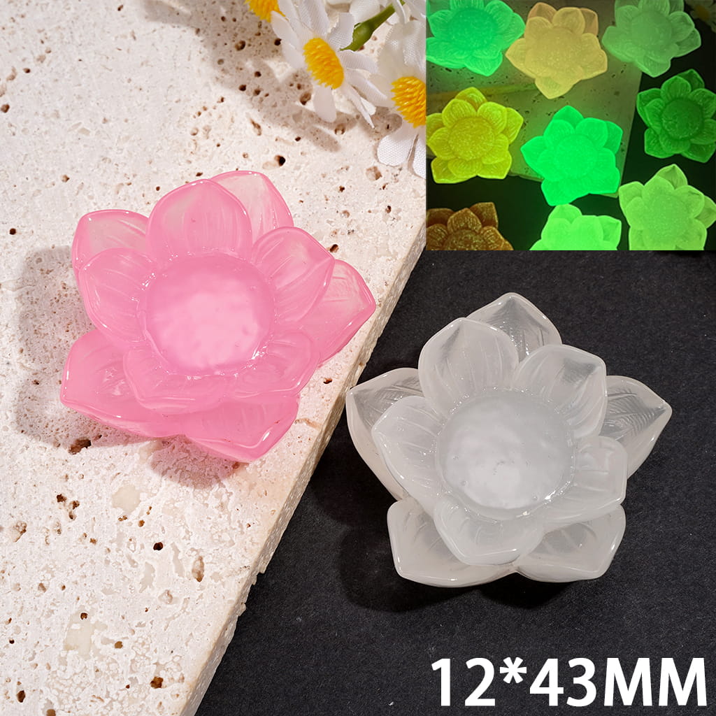 DIY Luminous Lotus Flower Acrylic Base Series, 12*43MM, Multi-Color, Random Mix (Please Read Description)