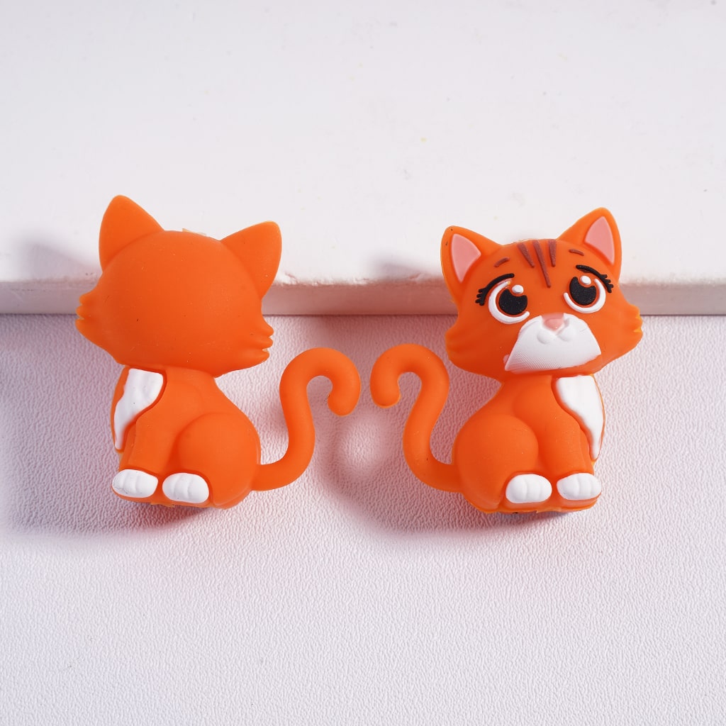 3D Cute Adorable Cat Designs in Various Styles Silicone Focal Beads Random Mix