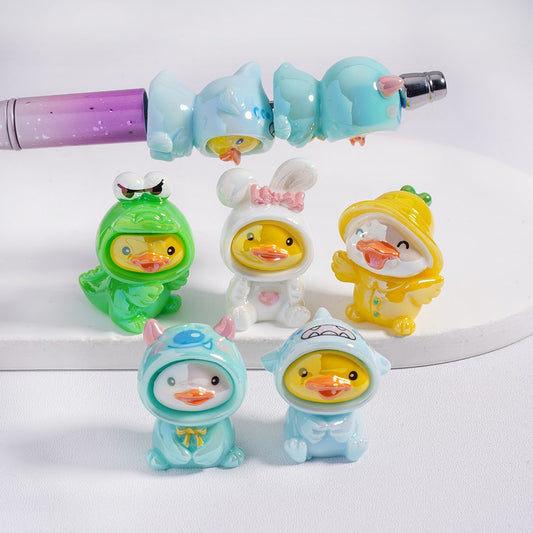 UV Coated Yellow Duck Pajama Series Acrylic Beads Random Mix