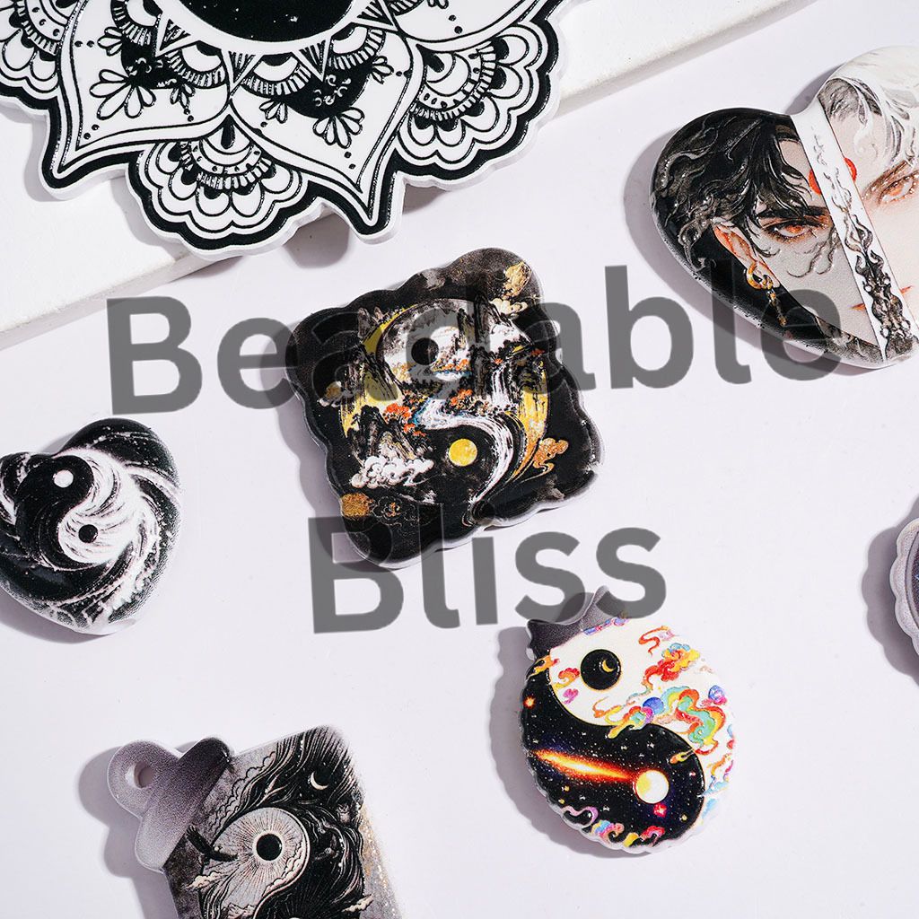 Chinese Yin-Yang Taiji Series Acrylic Beads and Pendants, Random Mix
