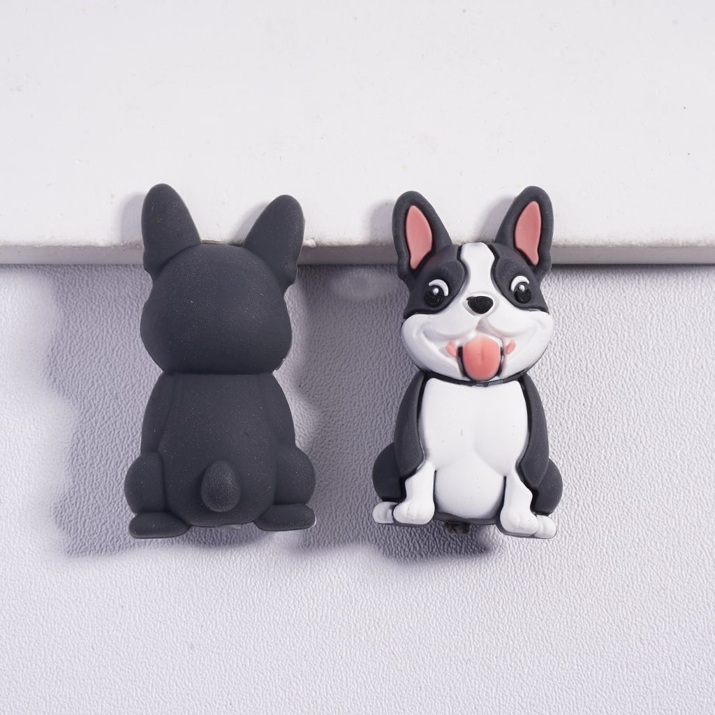 3D Sitting Lovely Dog Silicone Focal Beads Random Mix