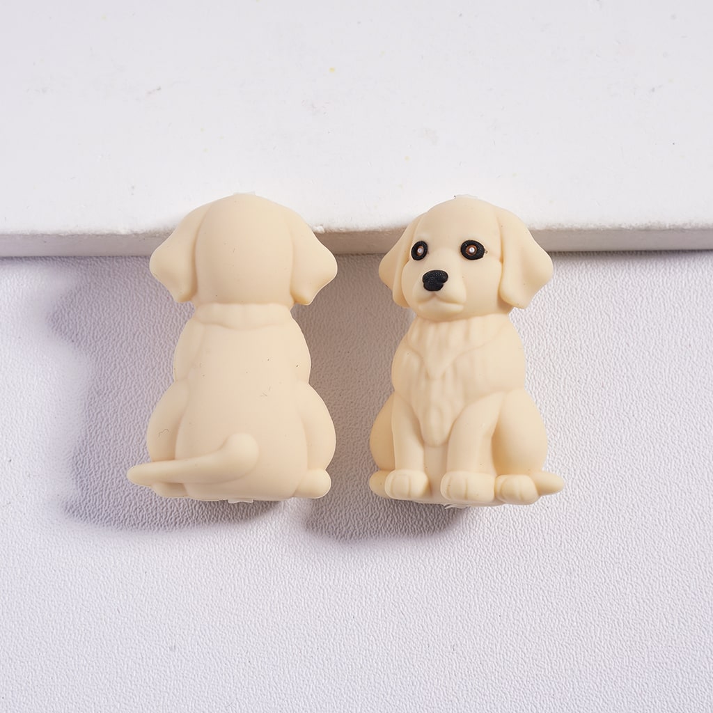 3D Sitting Lovely Dog Silicone Focal Beads Random Mix