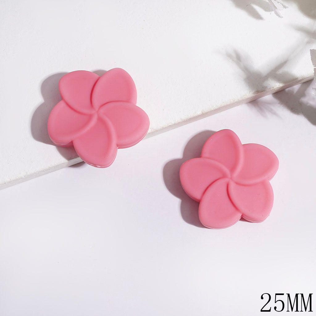 Silicone Focal Beads Five Petaled Flower Series, 25MM Assorted Colors