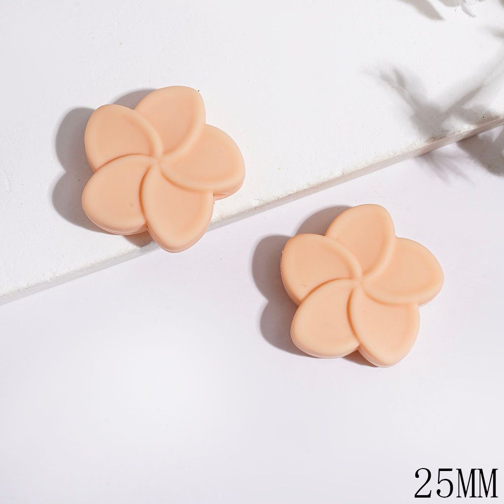 Silicone Focal Beads Five Petaled Flower Series, 25MM Assorted Colors
