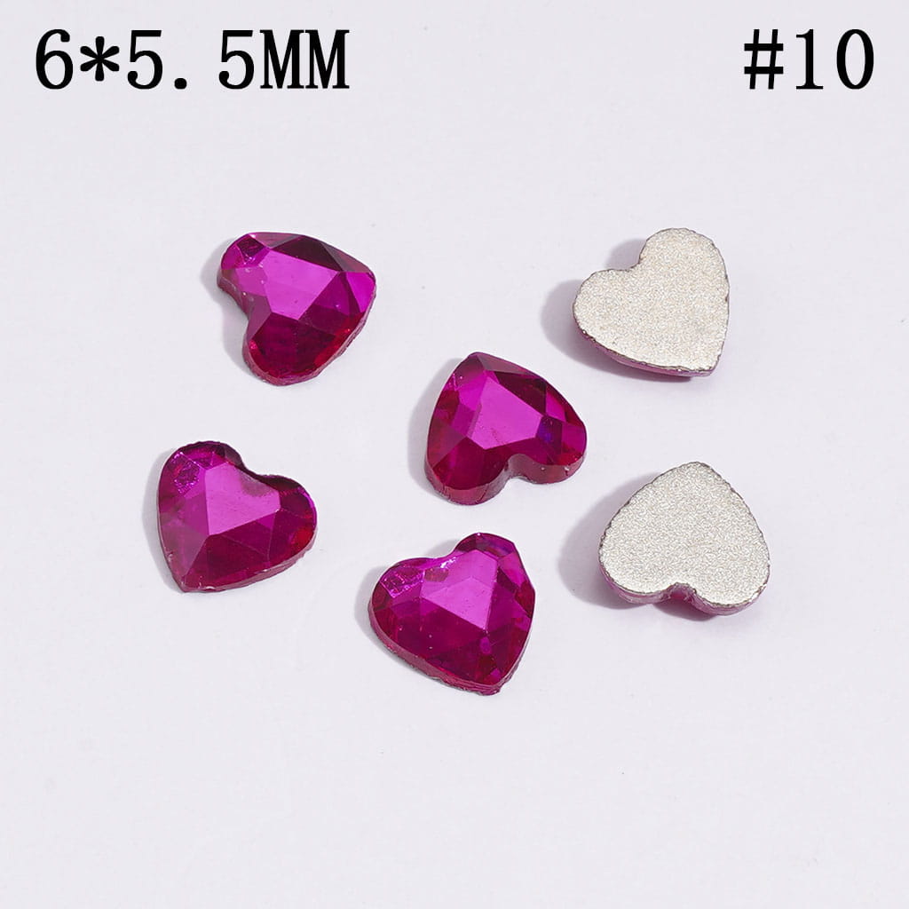 DIY Mini Heart Rhinestones for Beads, Jewelry Accessories, 6*5.5MM, Multi-Color