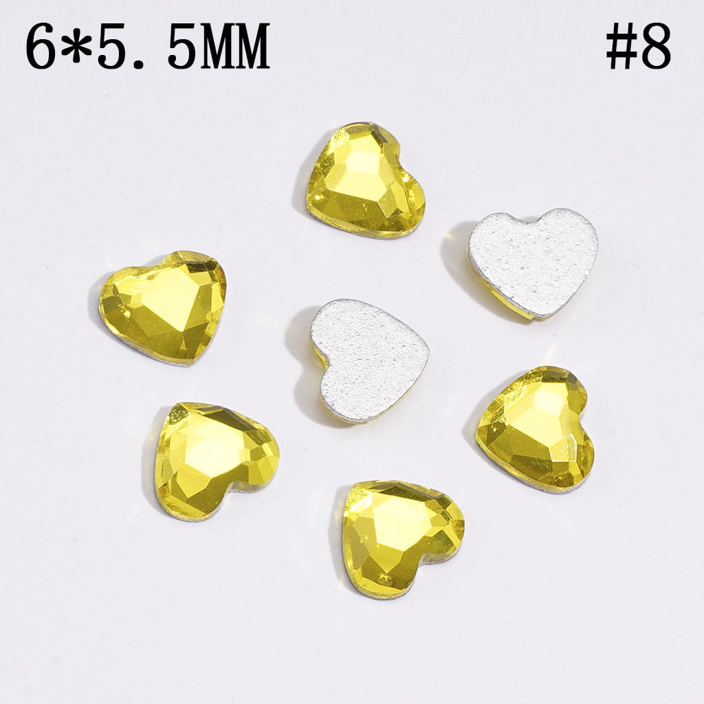 DIY Mini Heart Rhinestones for Beads, Jewelry Accessories, 6*5.5MM, Multi-Color