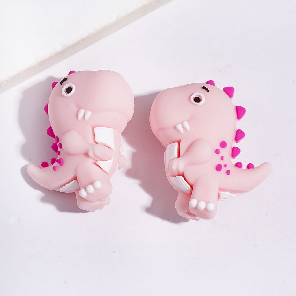 3D Cute Tyrannosaurus Silicone Focal Beads, 27*30MM, Multi-Color