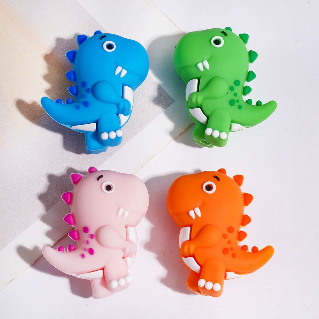 3D Cute Tyrannosaurus Silicone Focal Beads, 27*30MM, Multi-Color