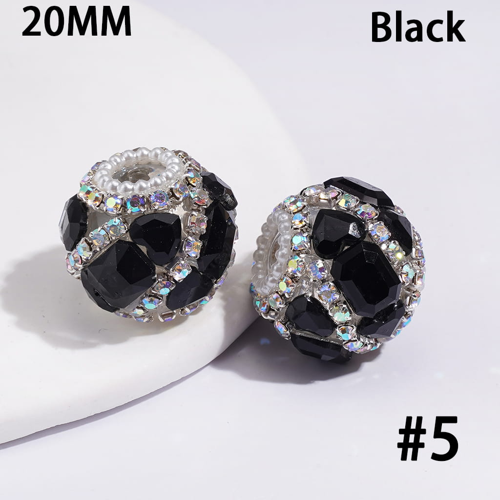 Heart & Hexagon Rhinestones, Handmade Acrylic Beads Crystal Design & White Pearl Trim, 20MM, Random Mix