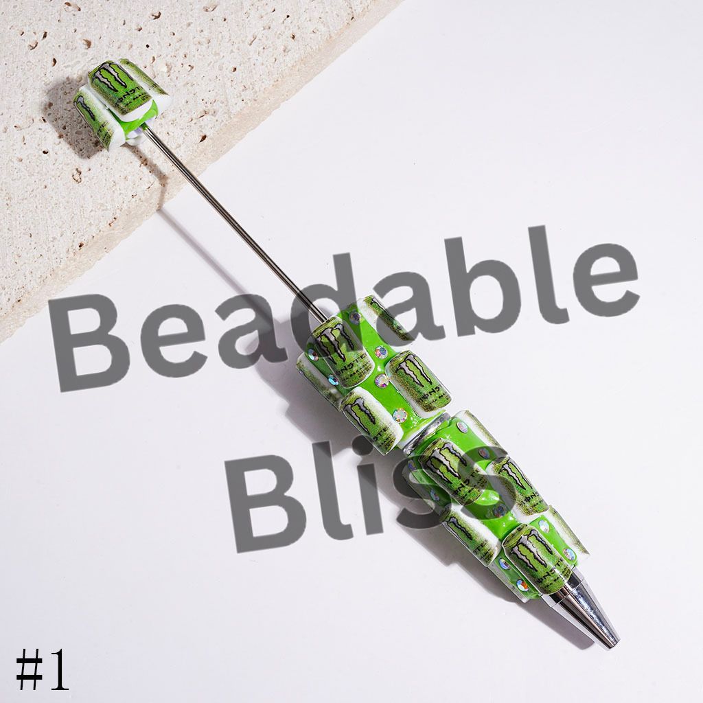 Beadable Clay Pens Magic Claw Soda Drink Bottle and AB Rhinestones, Multi-Color