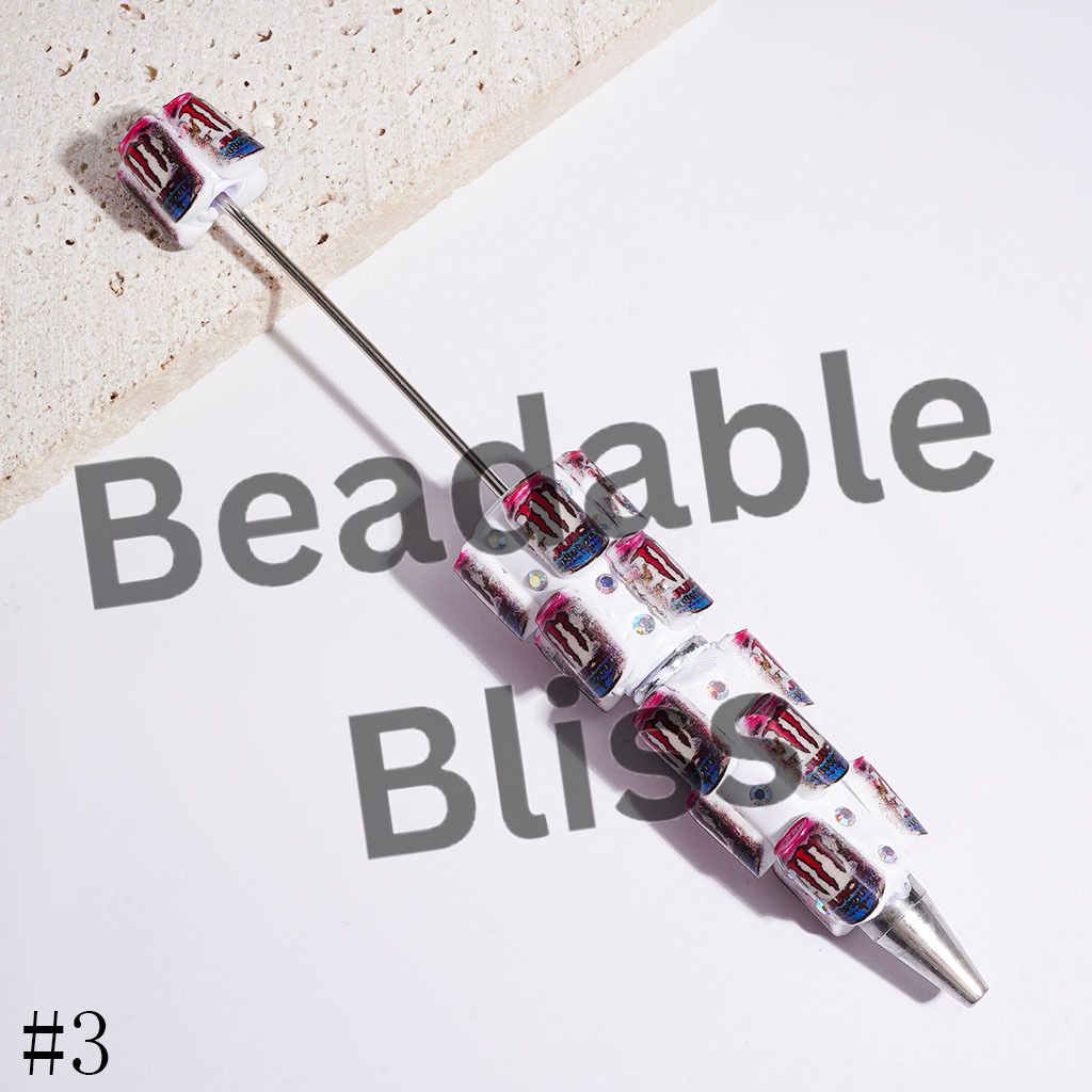 Beadable Clay Pens Magic Claw Soda Drink Bottle and AB Rhinestones, Multi-Color