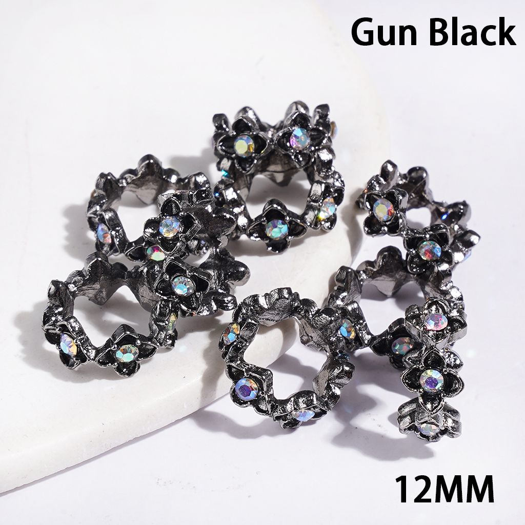 Dazzling Four-Petaled Flower with AB Rhinestones Metal Spacer Beads, 12MM, Multi-Color