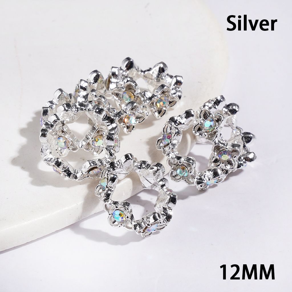 Dazzling Four-Petaled Flower with AB Rhinestones Metal Spacer Beads, 12MM, Multi-Color