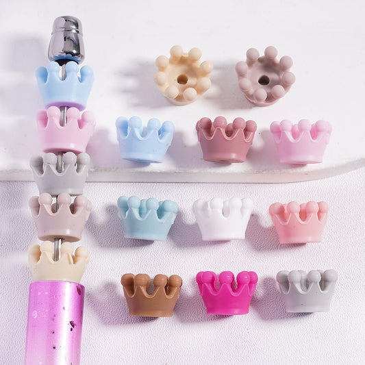 Soft 3D Multi‑Color Crown Shape Design Silicone Focal Beads Random Mix