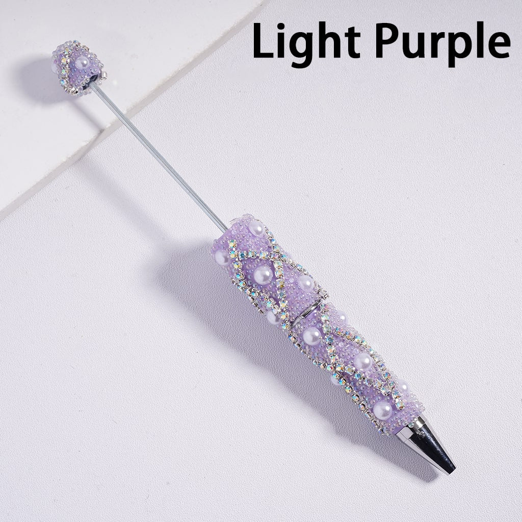 Decorative pen with light purple accents on a white background