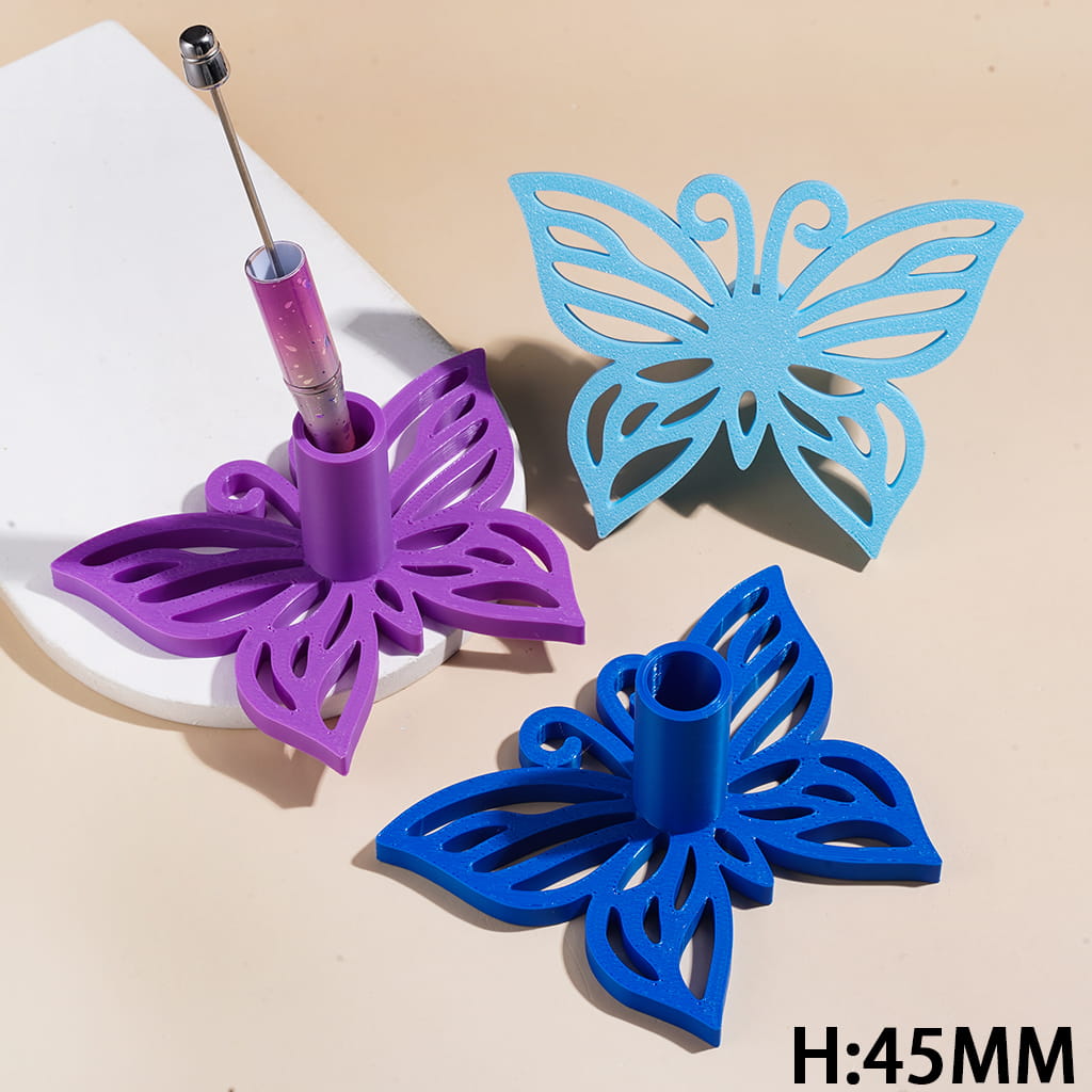 3D Printed PLA Adorable Butterfly Pen Holder, Single-Hole Desktop Stand & Craft Tool Organizer for Pens, Tweezers & Embroidery Needles, 45MM, Multi-Color, Random Mix