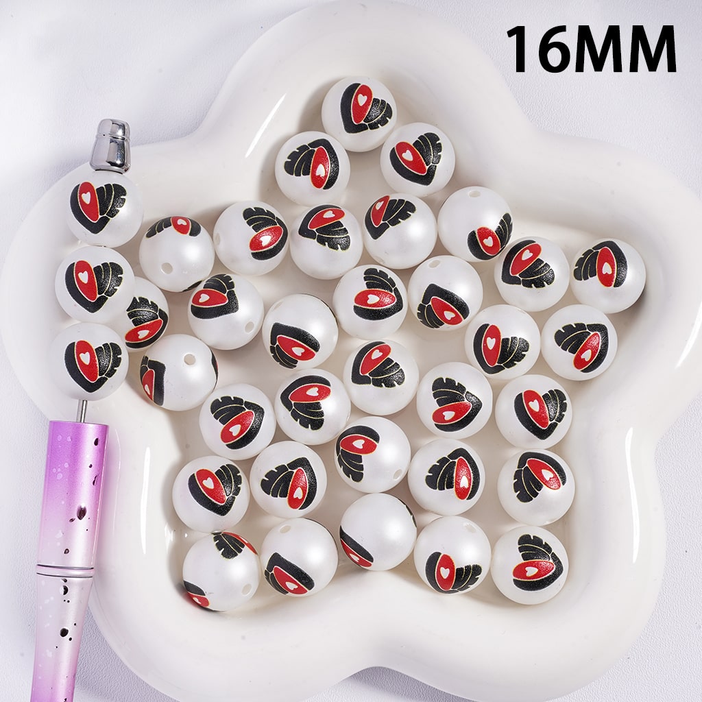 Heart Shape Valentine's Day, with Text "Love" Compose Acrylic Beads for Bracelets 16MM