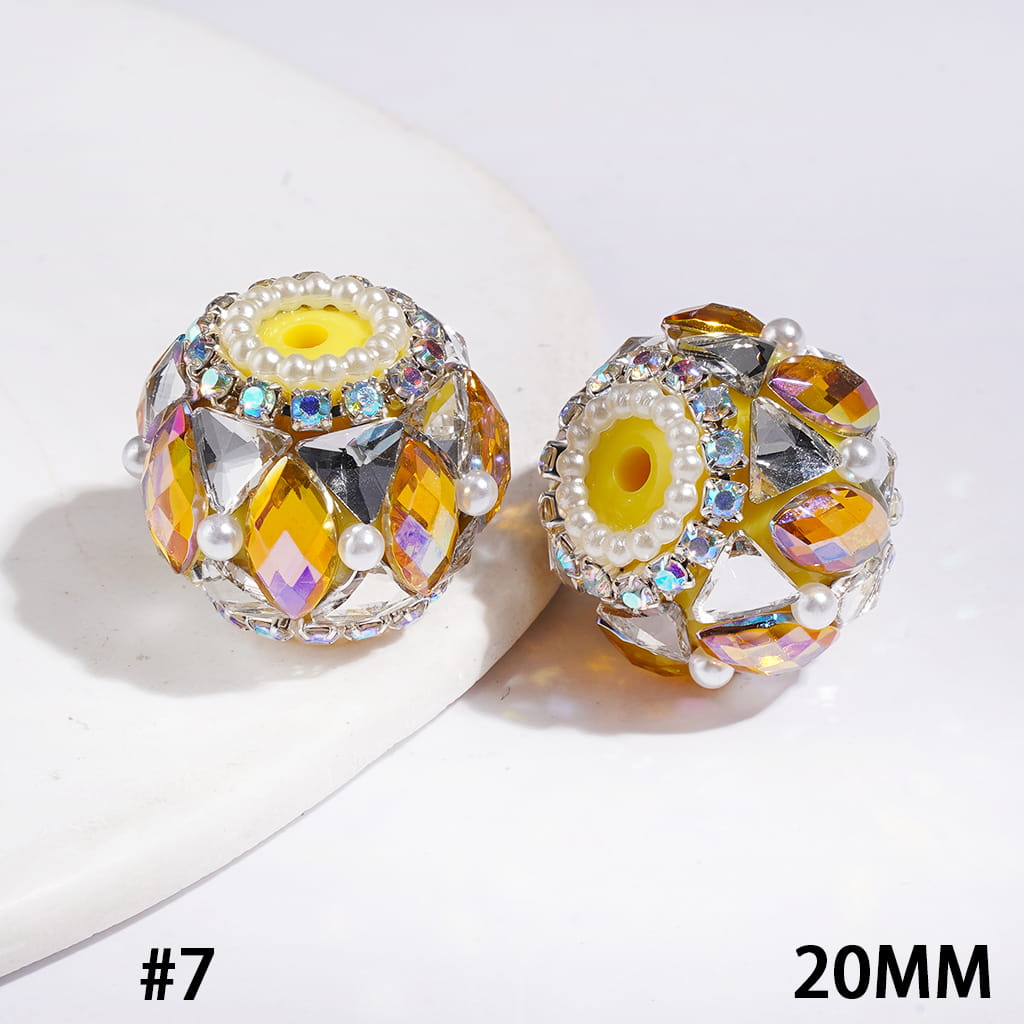 Dazzling Triangle & Marquise Crystal with White Pearls & AB Rhinestone Chains Handmade Acrylic Beads, 20MM, Multi-Color