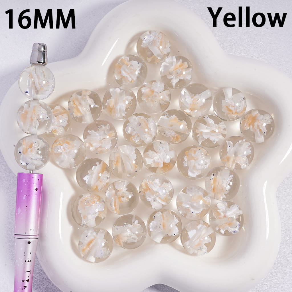Double Glittery Multi-Color Butterflies Embedded Inside Bead, Round Acrylic Beads for Bracelets 16MM