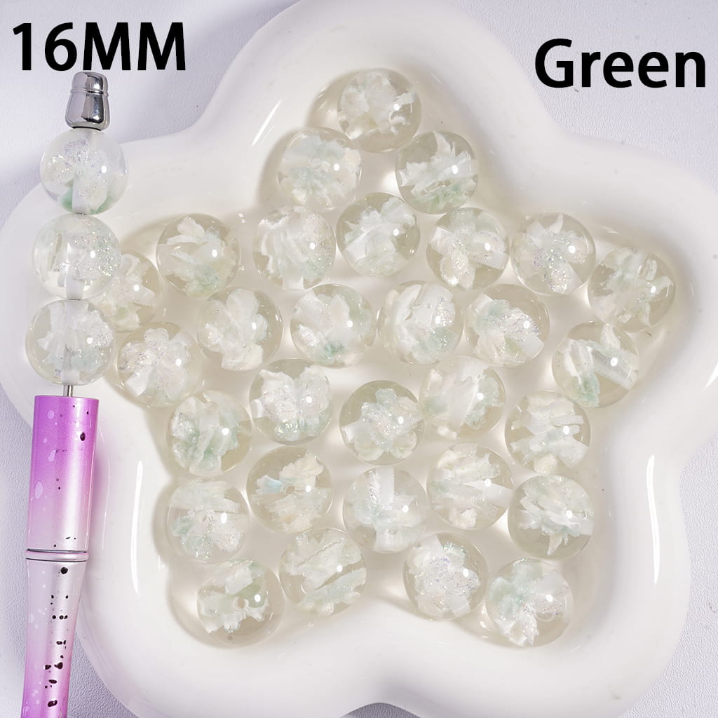 Double Glittery Multi-Color Butterflies Embedded Inside Bead, Round Acrylic Beads for Bracelets 16MM